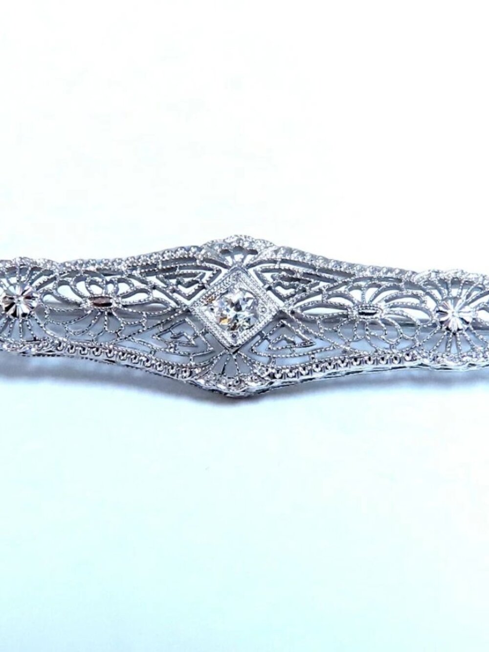 .15ct Natural Diamonds Filigree Stick Pin 14kt*